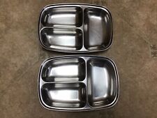 2 Vintage Old Hall Stainless Steel Divided Platter Dish Roberts Welch MCM 12x8 picture