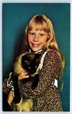 Postcard Amy Carter, President Jimmy Carter's Daughter, Siamese Cat H151 picture