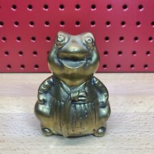 VTG Brass Frog Smiling Happy MCM Decor Heavy Paperweight Figurine🚚💨FREE SHIP picture