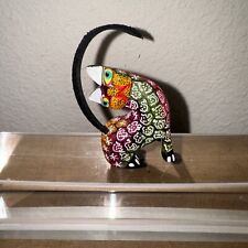 Oaxacan Wood Carving Mini Cat Alebrije Mexican Folk Art Signed Olivia Ruiz picture