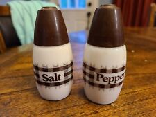Westinghouse Milk Glass Salt & Pepper Shakers  Brown Lids picture