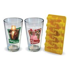 A Christmas Story 3pcs Set - 2 16oz Glass & Ice Cube Tray Collectible - NEW picture