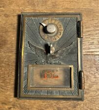 Antique Bronze Post Office Box Door Framed with Flying Eagle Aged Patina 152 picture