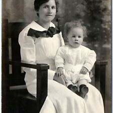 c1910s Lovely Mother & Weird Baby Kid Child RPPC Real Photo Ugly Funky Hair A140 picture