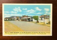 Camp Coleman on the Hill, Big Springs, Texas TX - linen postcard - Roadside picture