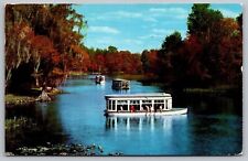 Silver Springs Florida Tour Boats Scenic Landscape Chrome Cancel WOB Postcard picture
