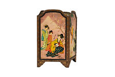 Huntley & Palmers Biscuit Tin Antique 1912 Japanese Screen Four Fold Geisha picture