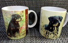 Set of 2 Rottweiler Collectible Xpres Ceramic Mugs Pink Flowers and Yellow Wheat picture