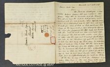 1834 antique STAMPLESS COVER LETTER MAURICE HURTS rondout alston ny honesdale pa picture