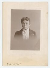 Antique c1900s 4.25X6 ID'd Cabinet Card Young Man  Named Ed Wier Nanticoke, PA picture