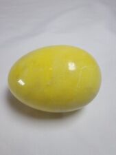 BRIGHT YELLOW MARBLE GRANITE ALABASTER DECORATIVE EASTER EGG 2.75