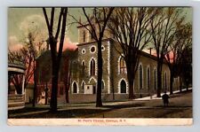 Oswego NY-New York, St Paul's Church, Antique Vintage Souvenir Postcard picture