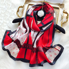 100% Silk Satin Women Scarf neckerchief Shawl large Wrap black red G014-023 picture
