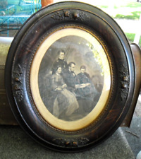 Antique Ornate Oval Picture Frame & Portrait of Abraham Lincoln Family Engraving picture