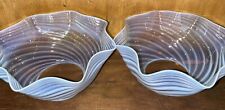 RARE Pair Opalescent Crimped Swirl Victorian Oil Lamp Gas Shade 4”Fit Art Glass picture