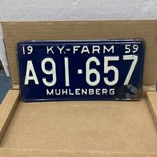 1959 Kentucky License Plate  Farm A91-657 Muhlenberg picture