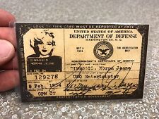 Marilyn Monroe 1954 USA USO Id Card License Drivers picture