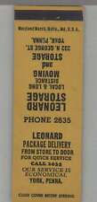 Matchbook Cover - Trucking - Leonard Package Delivery York, PA picture