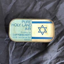 Pure Holyland Air Vintage Tin Yiddish Jewish 1970s Souvenir Israel Luftgescheft  picture