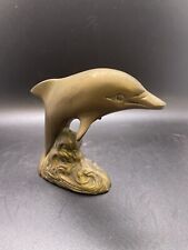 Vintage Solid Brass Dolphin Figurine 4” picture