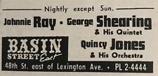 1960 George Shearing, Johnny Ray Basin St East Club NYC SHOW AD 2.5