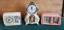 3 VINTAGE GERMAN MUSICAL ALARM CLOCK WITH DANCING BALLERINA for repair or parts picture