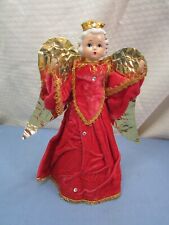 Antique Victorian Angel Christmas Tree Topper Red Gold 9