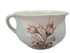 Antique Floral Ironstone Willets China  Chamber Pot Bowl With Handle picture