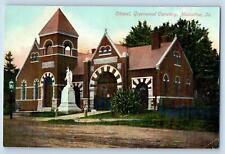 c1910's Chapel Greenwood Cemetery Angel Statue Entrance Muscatine Iowa Postcard picture