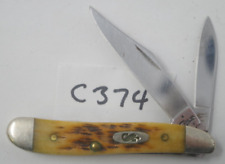 Case XX Peanut 6220 Pen Pocket Knife 2-Blade Jigged Amber Bone 2-Blade picture