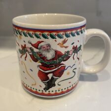 Vintage Vitromaster Holiday Christmas Coffee Tea Mug Cup Dancing Santa Claus picture