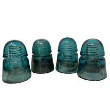 HG Co Vintage Glass Insulators Lot of 4  Green / Blue Glass picture