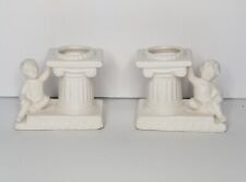 1962 NAPCO Cherub Porcelain Candleholders, Set of 2, MCM Bedford OH, C-5910 picture