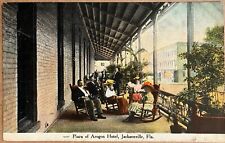 Jacksonville Florida Arogon Hotel People Relax on Porch Antique Postcard c1910 picture