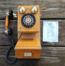 Vintage oak wall telephone. Brass accents. 1970's. Spirit of St. Louis. Pushdial picture