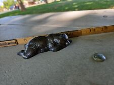 Vintage Sleeping Grizzly Bear Brass Figurine 5 In Heavy picture
