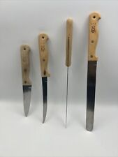 Butcher Shop Knife Carver+3 other Stainless Steel Japan Wooden Handle Sleeve VTG picture