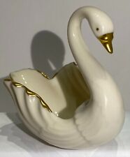 LENOX SWAN VTG Hand Decorated 24K Gold Trim Porcelain Small Trinket Dish READ picture