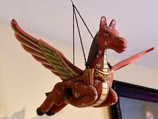 Winged Pegasus Flying Horse Mobile Crib Guardian Hand Carved wood Bali Folk Art picture