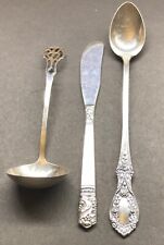 3 STERLING SILVER FLATWARE PIECES;  LADLE; BUTTER KNIFE; SPOON ICE TEA / DESSERT picture