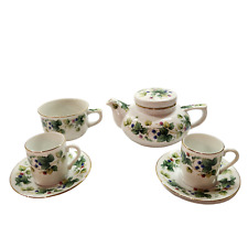 Vintage Andrea by Sadek Porcelain 7 pc Tea Set Teapot Demitasse Cups Saucers picture