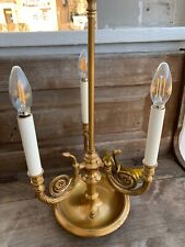 French Bouillotte Style Table Lamp Vintage 3 Candlestick Brass Finish NO Shade picture