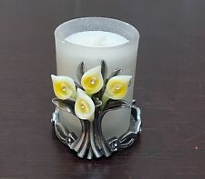 Cala Lily Pewter Candle Pillar Holder with Crystal picture