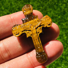 TOP Natural tiger's-eye Hand Carved Jesus cross Skull Quartz Crystal Healing 1pc picture