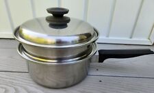 Vtg Nutri-Seal 18-8 Stainless Steel 3-Ply 2 Qt Double Boiler *Read* picture