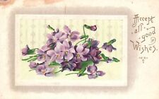 Vintage Postcard Accept All Good Wishes Bouquet Of Violet Flower Souvenir Wishes picture