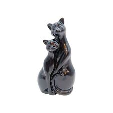 Vtg Mid Century Modern Black Cats Figurine Statue MCM Pottery Double Halloween  picture