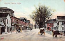Franklin MA Massachusetts Main Street Early 1900s Horse Cart Vtg Postcard C53 picture