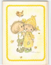 Postcard Love/Romance Greeting Card with Young Lovers Bird Butterflies Art Print picture