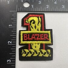 Vtg NOS c 1980s Yellow Flame #1 BLAZER Embroidered Felt Patch (SUV, Auto) 00G2 picture
